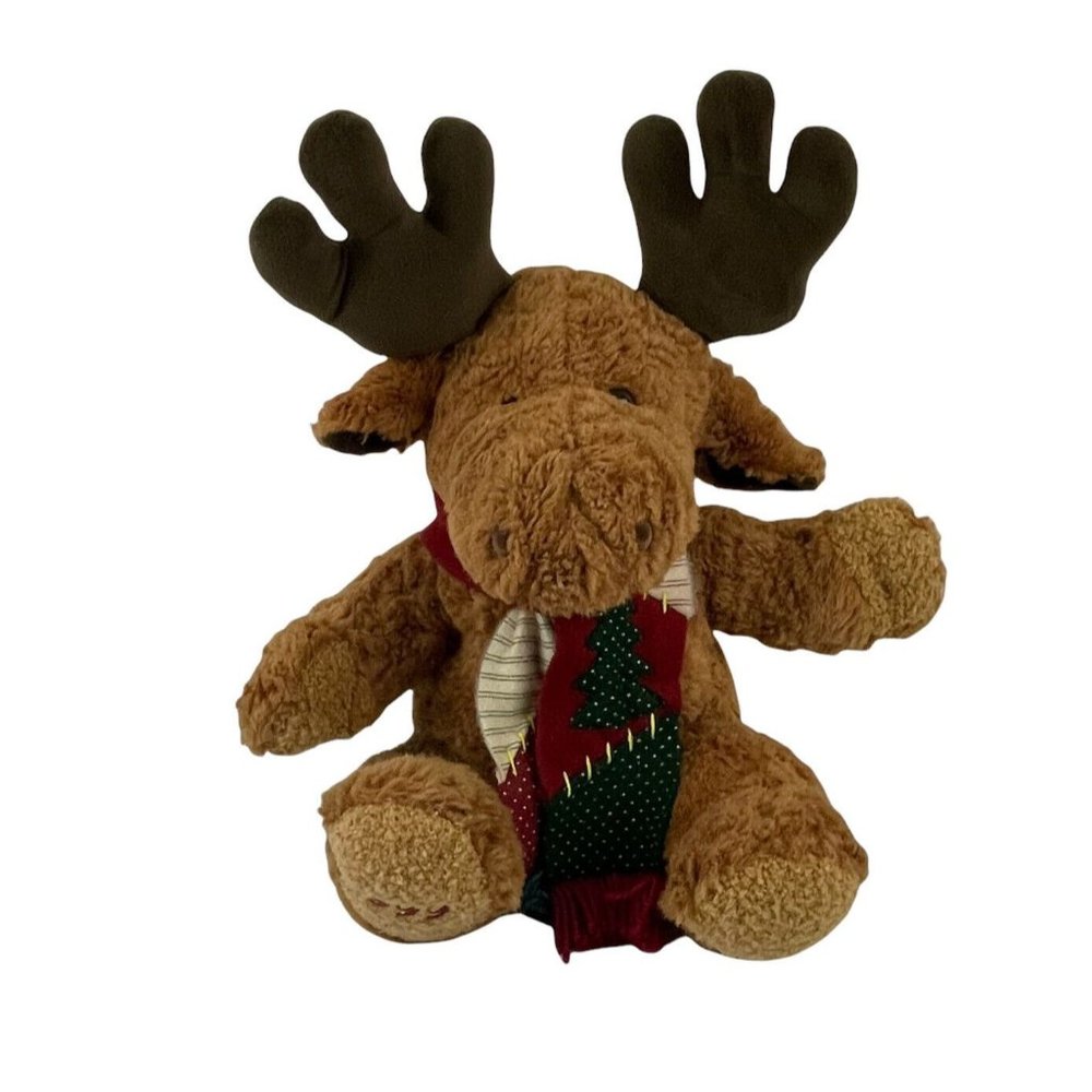 MTY International Stuffed Brown‎ Moose Christmas Scarf 24" Plush Vintage